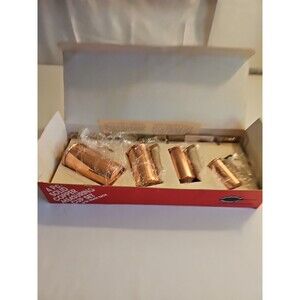 benjamin & medwin inc 4 pc solid copper measuring cup set with brass rack